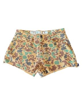ICECREAM Mario Jean Inca Gold Camo Denim Cut Offs 34